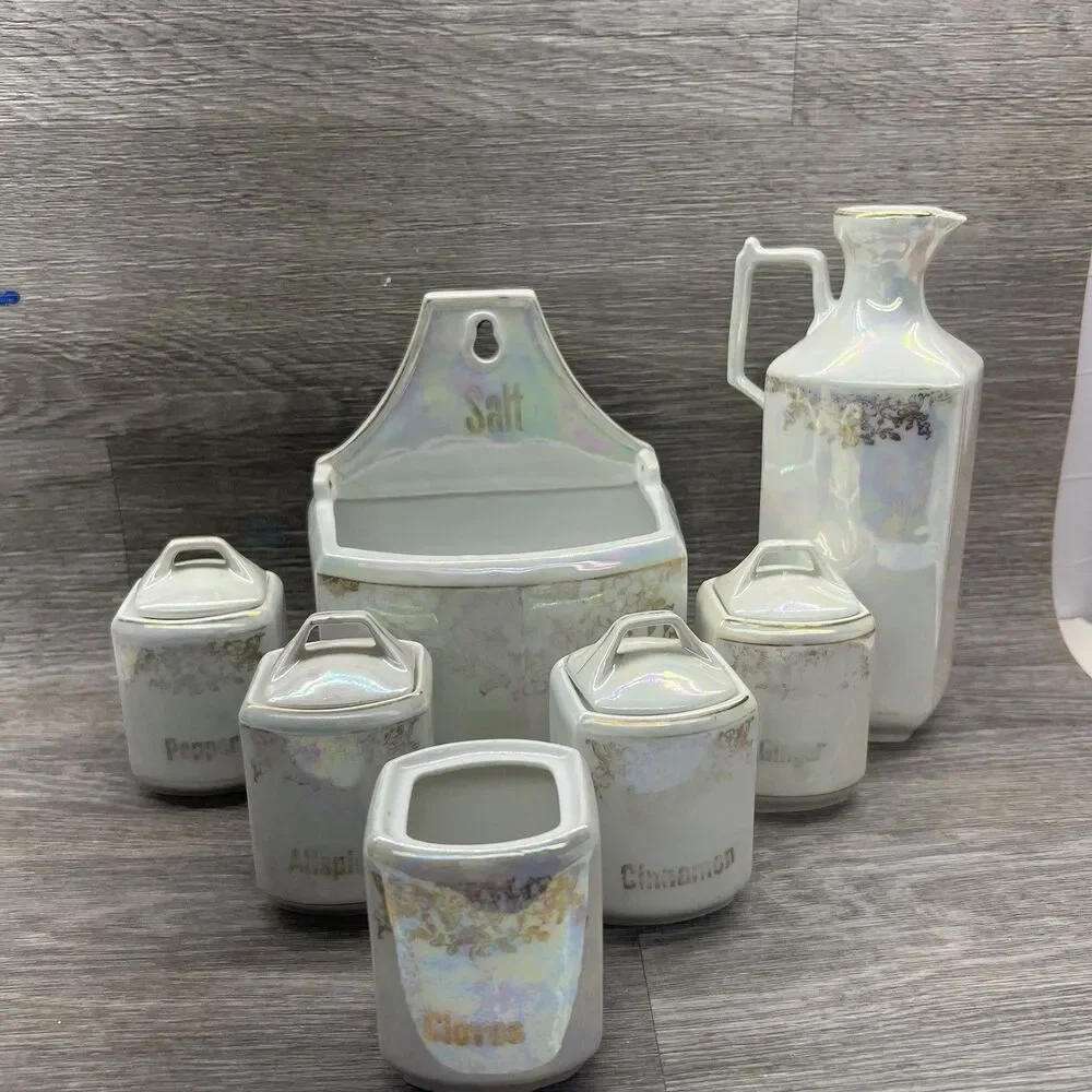 Stunning 1900s Antique German Iridescent Salt Well /Spice Containers/Decanter